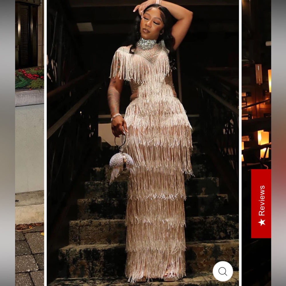 Fringe Mesh Dress